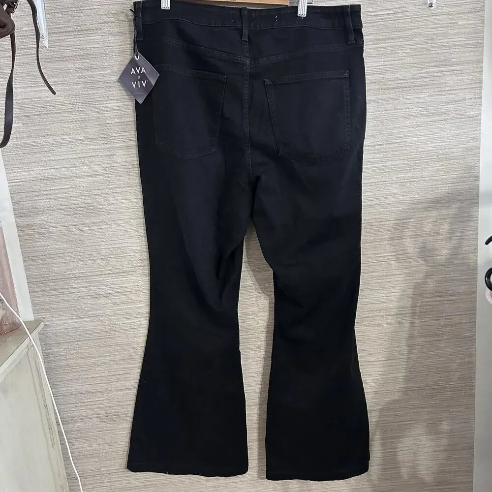 Ava & Viv High Rise Flare Jeans women's size 26 NWT Black